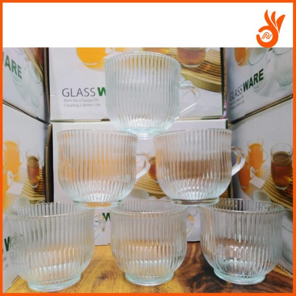 6pcs 120ml Small Clear Vertical Stripe Glass Cup - Image 2