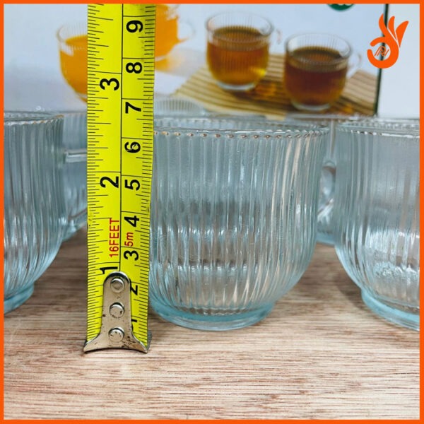 6pcs 120ml Small Clear Vertical Stripe Glass Cup - Image 3