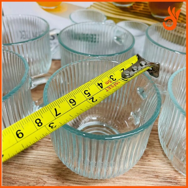 6pcs 120ml Small Clear Vertical Stripe Glass Cup - Image 4