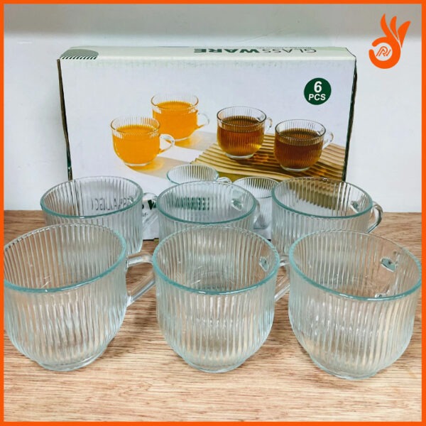 6pcs 120ml Small Clear Vertical Stripe Glass Cup