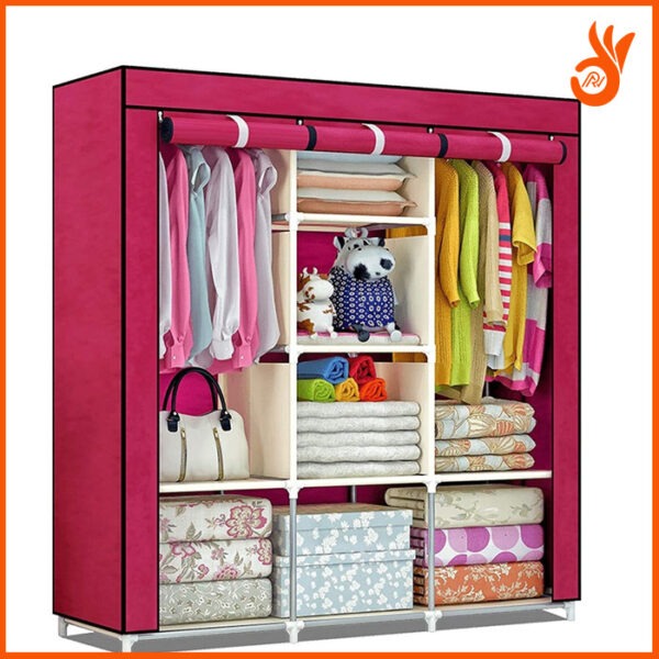 3 Door Foldable Storage Wardrobe – Durable & Portable